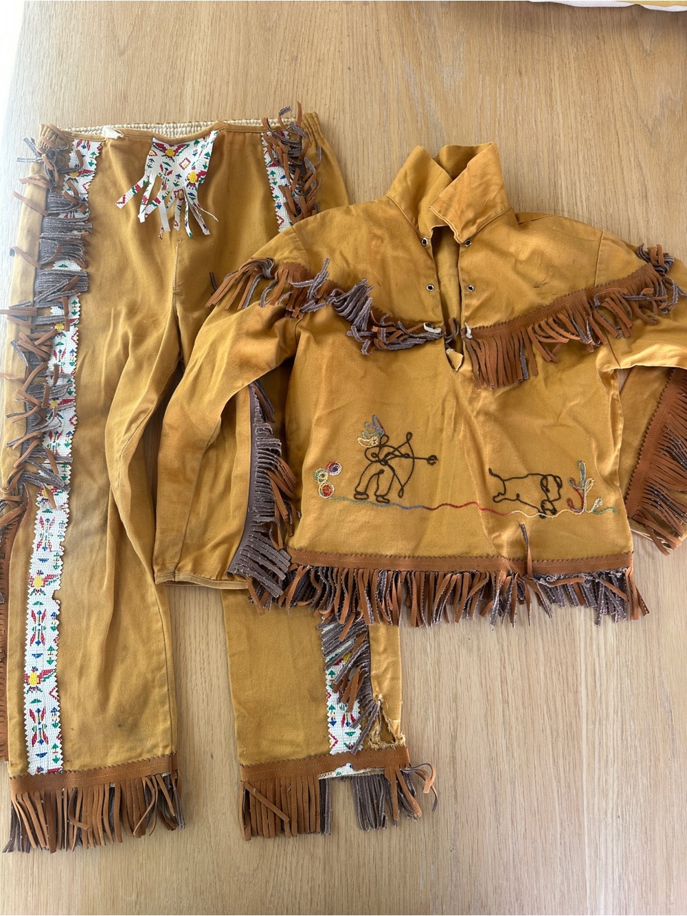 Vintage Kids Western Costume Set in Mustard with Brown Fringe